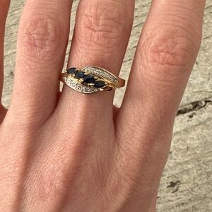 Vintage 10k Plum Gold Sapphire Diamond Ring As Is Read
